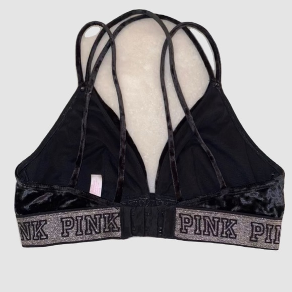 VS PINK BLACK VELVET UNLINED BRALETTE SIZE S - Picture 4 of 5